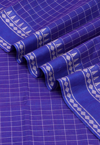 Venkatagiri Cotton saree in Rani pink with woven checks - (SA-062) - Dakshin Weaves