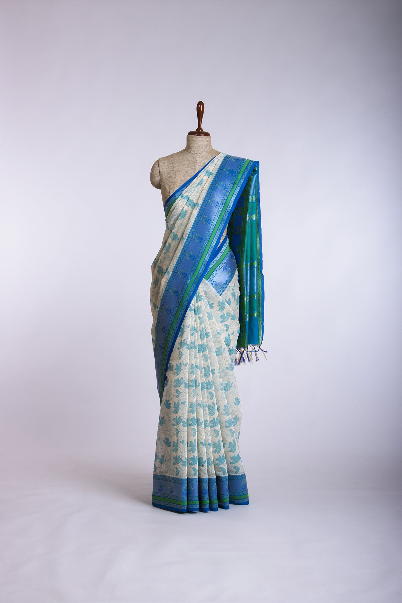 Dhaka Silk Printed Saree With Weaving Border. -(SA-101) - Dakshin Weaves