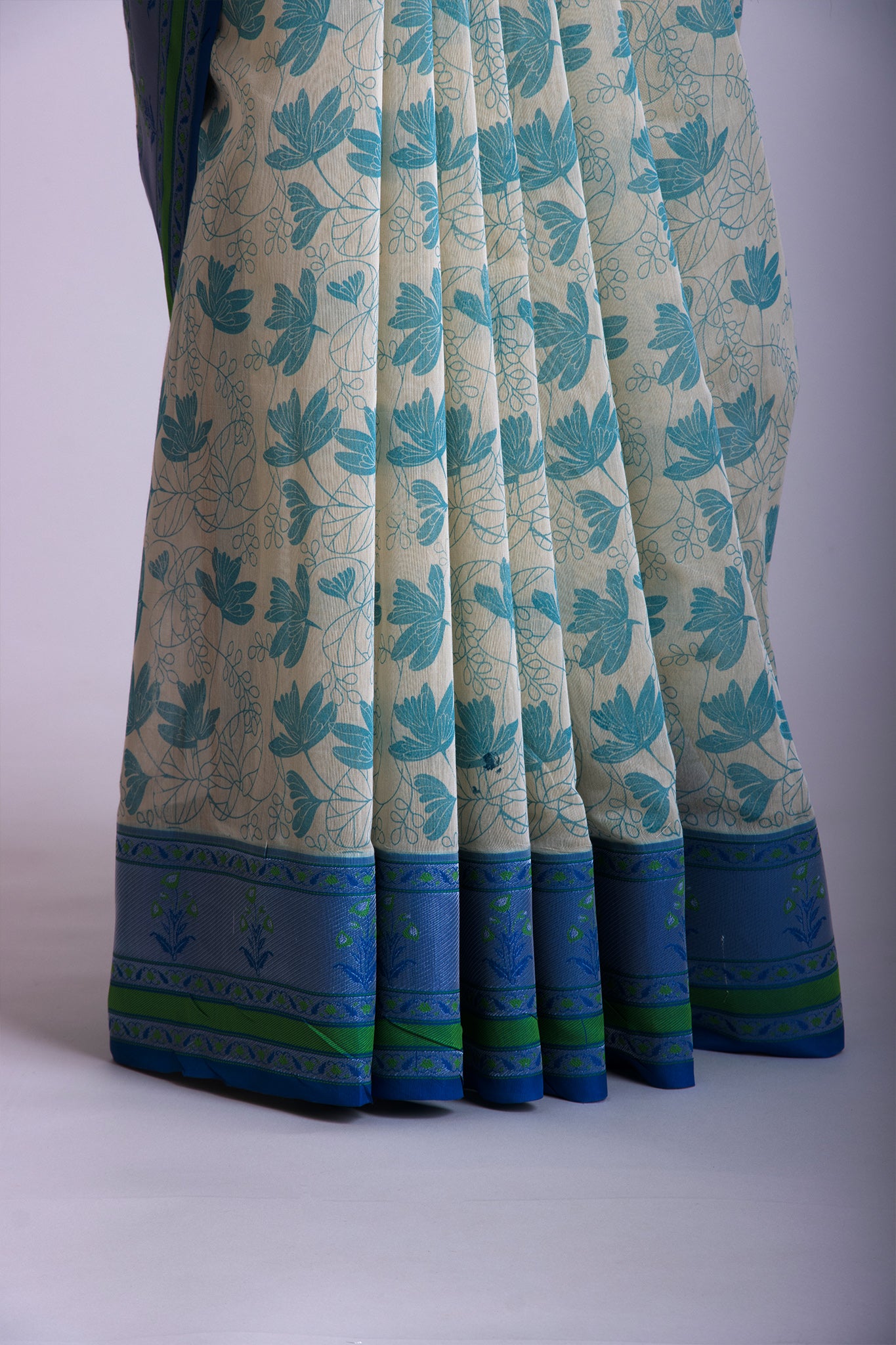 Dhaka Silk Printed Saree With Weaving Border. -(SA-101) - Dakshin Weaves