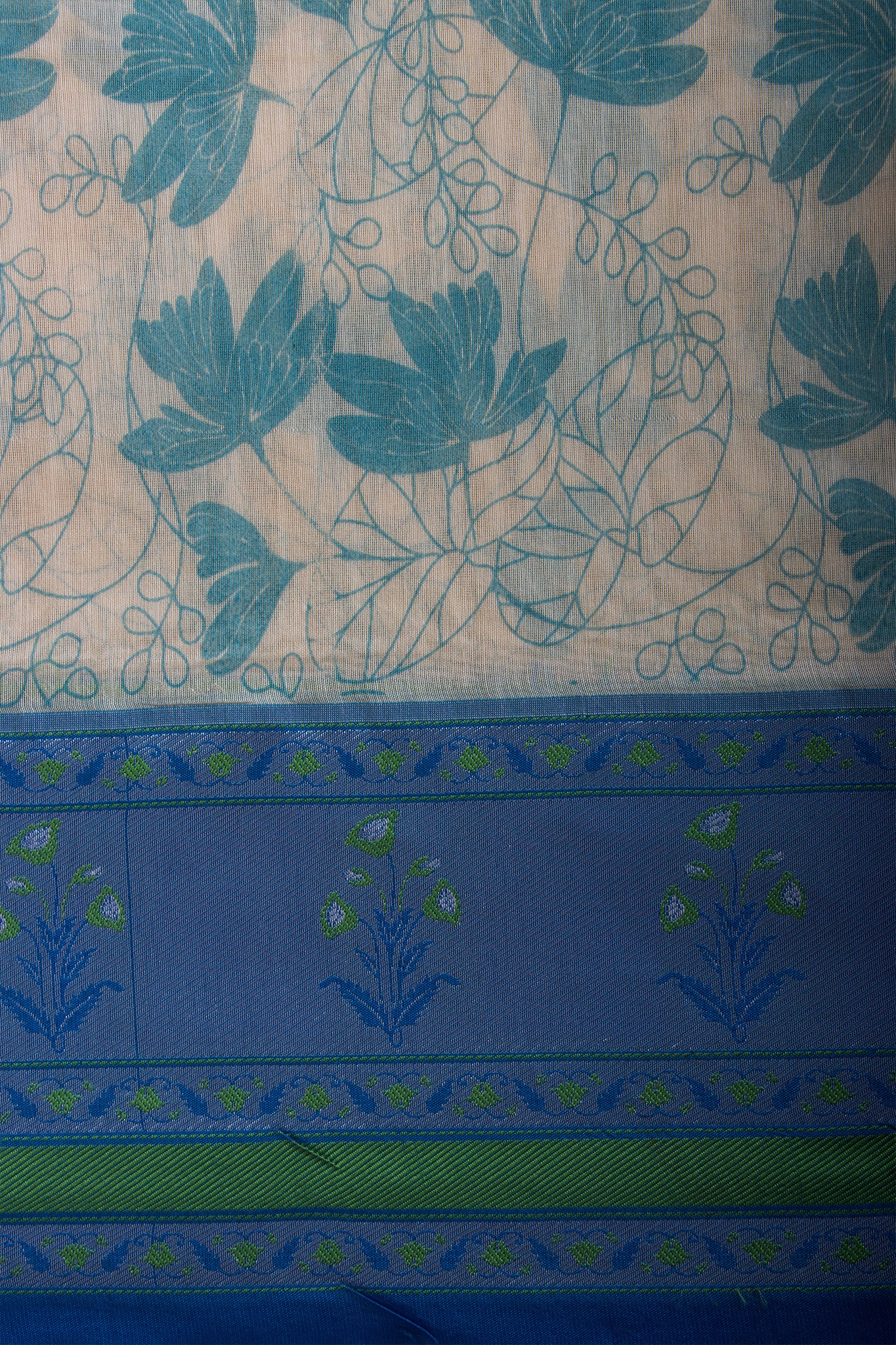 Dhaka Silk Printed Saree With Weaving Border. -(SA-101) - Dakshin Weaves