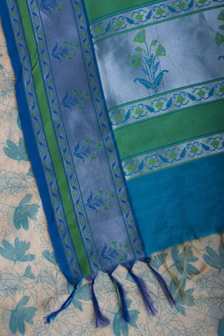 Dhaka Silk Printed Saree With Weaving Border. -(SA-101) - Dakshin Weaves