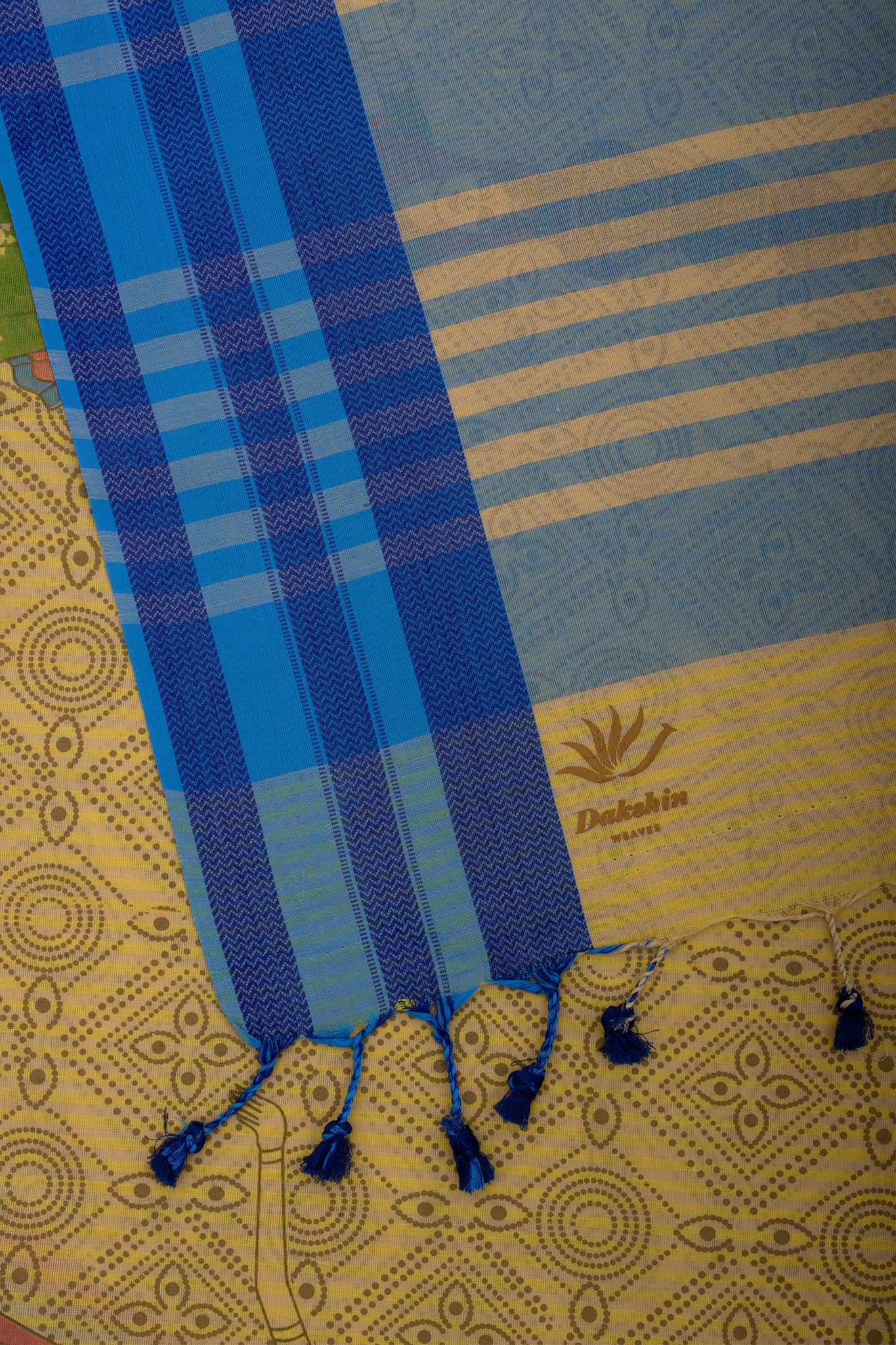 Kanchi Cotton Saree In Girl With Pot Print With Texture -(SA-202) - Dakshin Weaves