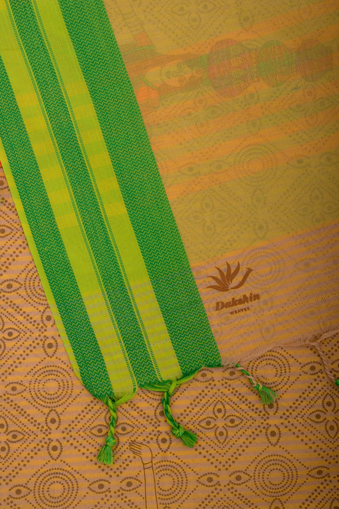 Kanchi Cotton Saree In Girl With Pot Print With Texture -(SA-202) - Dakshin Weaves