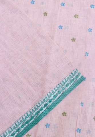 Khadi Cotton Print With Cream Collur and Border with Green Shade - (SA-331)