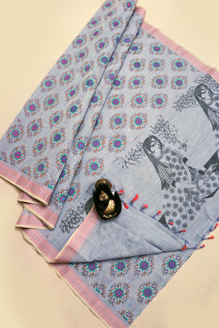 KANCHI COTTON PRINT SAREE - SA-1015