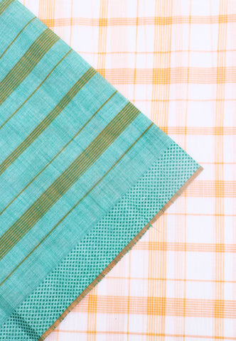 Kanchi Cotton Print With Orange Collur and Border with Green Shade - (SA-325)