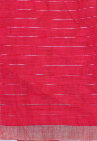 Semi Linen Print With Cream Collur and Border with Red Shade - (SA-303)