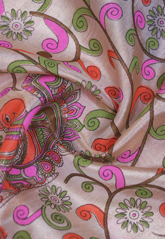 Tissue Print With Cream Collur and Border with Blue Shade - (SA-313)