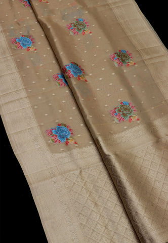 Handlooms Bridal Saree with Stripes and with Temple Border-(SA-494)