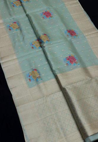 Handlooms Bridal Saree with Stripes and with Temple Border-(SA-495)