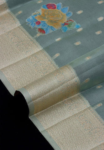 Handlooms Bridal Saree with Stripes and with Temple Border-(SA-495)