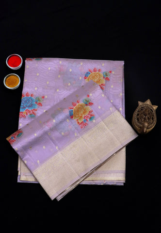 Handlooms Bridal Saree with Stripes and with Temple Border-(SA-496)