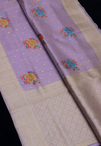 Handlooms Bridal Saree with Stripes and with Temple Border-(SA-496)