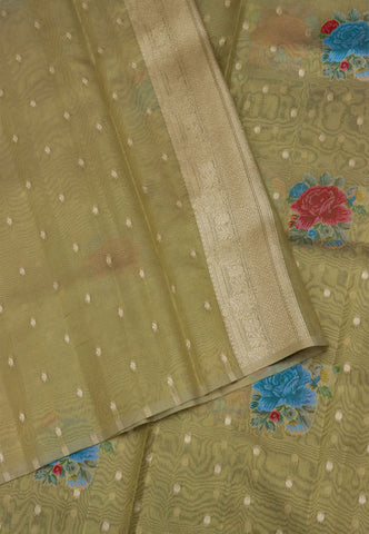 Handlooms Bridal Saree with Stripes and with Temple Border-(SA-497)