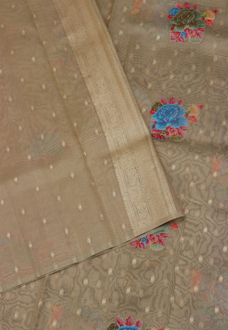 Handlooms Bridal Saree with Stripes and with Temple Border-(SA-494)