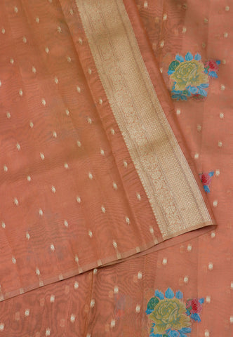 Handlooms Bridal Saree with Stripes and with Temple Border-(SA-492)