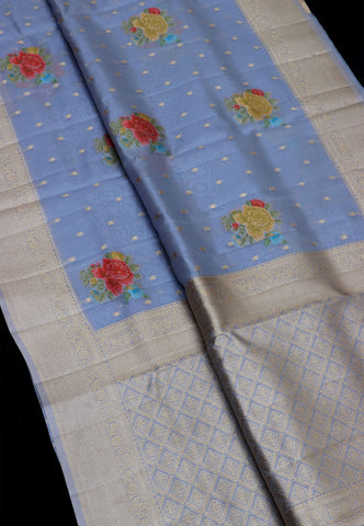 Handlooms Bridal Saree with Stripes and with Temple Border-(SA-493)
