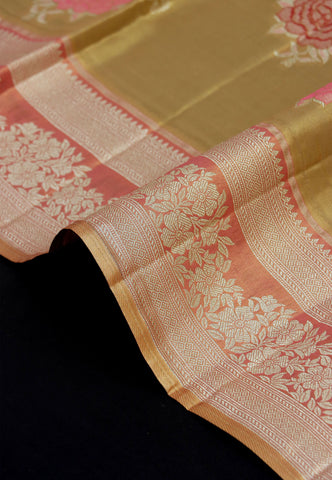 Handlooms Bridal Saree with Stripes and with Temple Border-(SA-506)