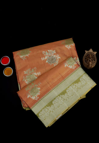 Handlooms Bridal Saree with Stripes and with Temple Border-(SA-507)