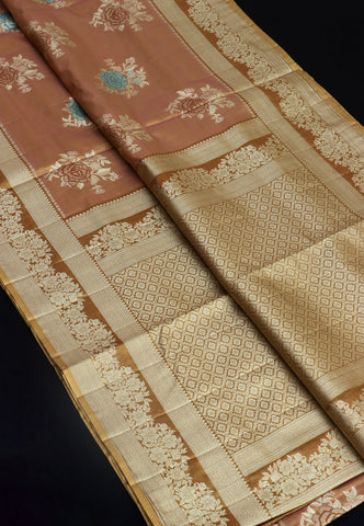 Handlooms Bridal Saree with Stripes and with Temple Border-(SA-505)