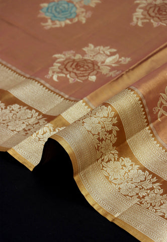 Handlooms Bridal Saree with Stripes and with Temple Border-(SA-505)