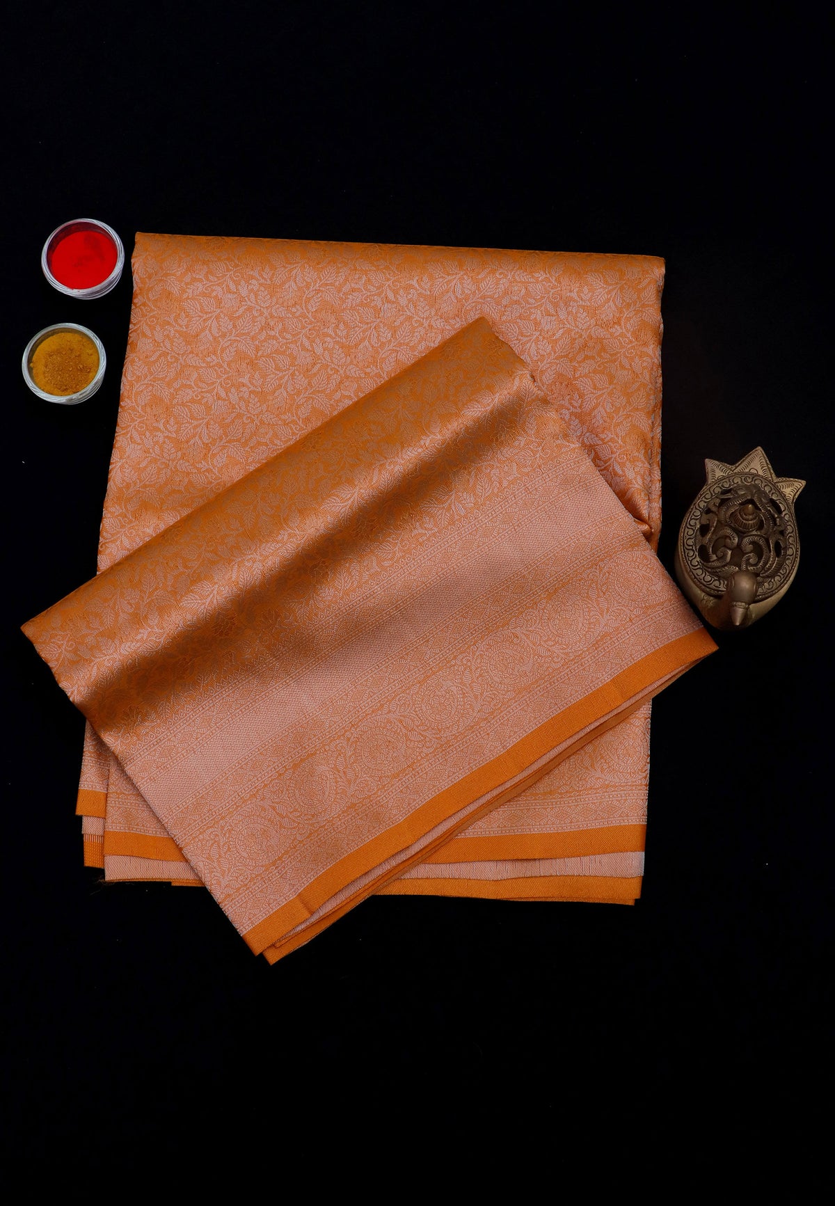 Handlooms Bridal Saree with Stripes and with Temple Border-(SA-500)