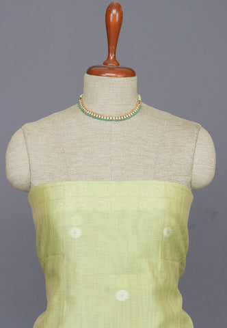 Linen Dress Meterials in peacock with embroidery works and Green Colour-(SA-028)
