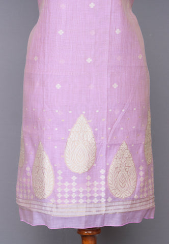 Linen Dress Meterials in peacock with embroidery works and Purple colour-(SA-020)