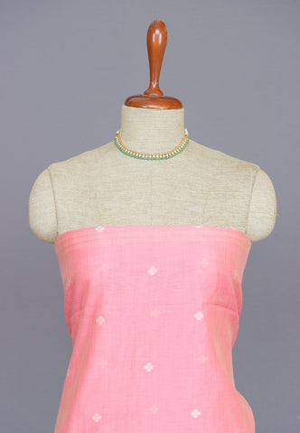 Linen Dress Meterials in peacock with embroidery works and Pink colour-(SA-018)