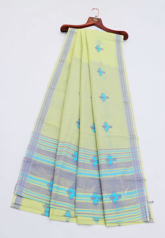 Kollam Katari Khadi With Light Green Collur and Border with Gray Shade - (SA-245)