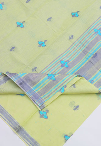Kollam Katari Khadi With Light Green Collur and Border with Gray Shade - (SA-245)