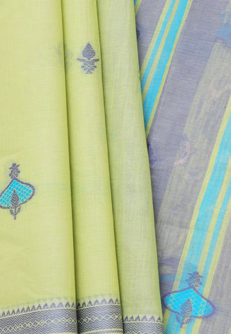 Kollam Katari Khadi With Light Green Collur and Border with Gray Shade - (SA-245)