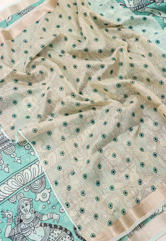 Magic Mudra Saree with Green Colour and Border With Gold Shade-(SA-611)