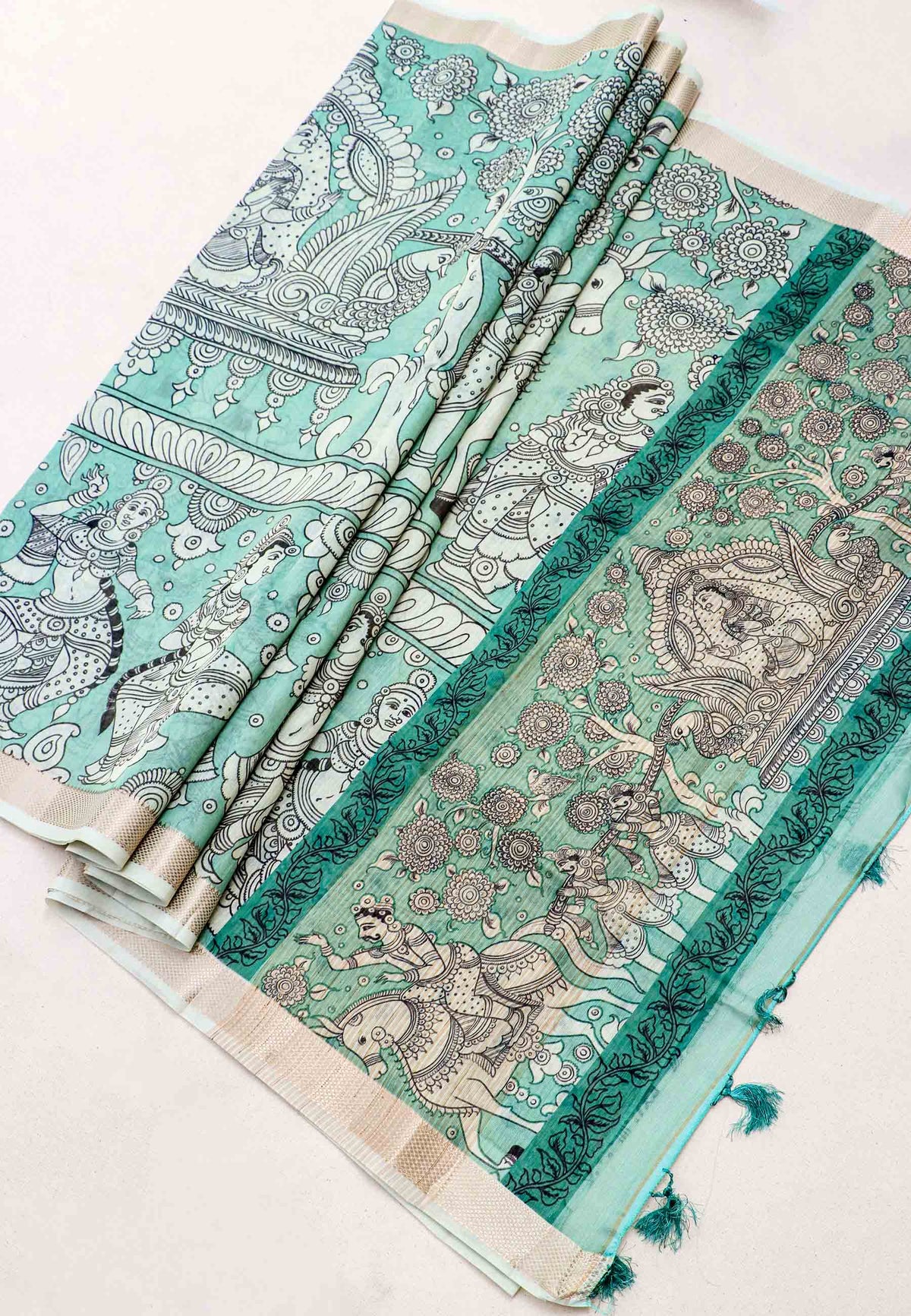 Magic Mudra Saree with Green Colour and Border With Gold Shade-(SA-611)