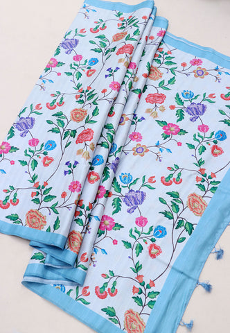 Magic Mudra Saree with Blue Colour and Border With Blue Shade-(SA-619)