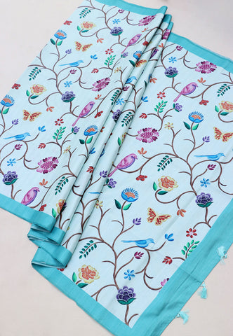 Magic Mudra Saree with Sky Blue Colour and Border With Blue Shade-(SA-615)