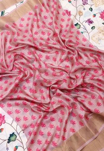 Magic Mudra Saree with White Colour and Border With Pink Shade-(SA-622)