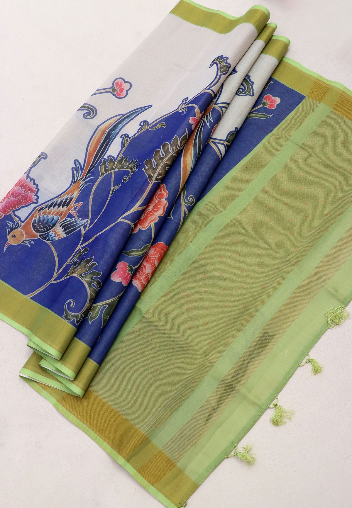 Magic Mudra Saree with Blue Colour and Border With Green Shade-(SA-630)