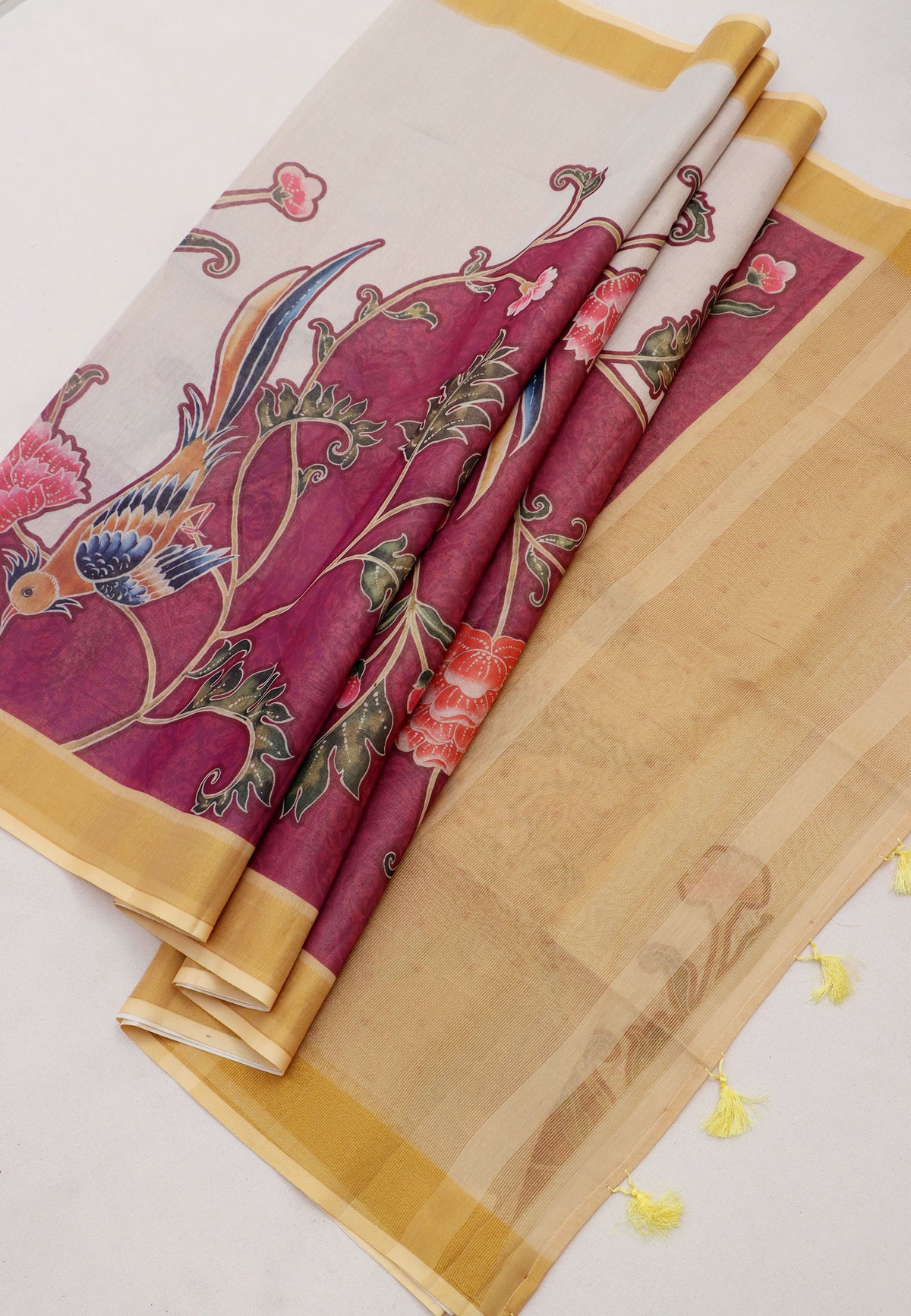 Magic Mudra Saree with Red Colour and Border With Yellow Shade-(SA-632)