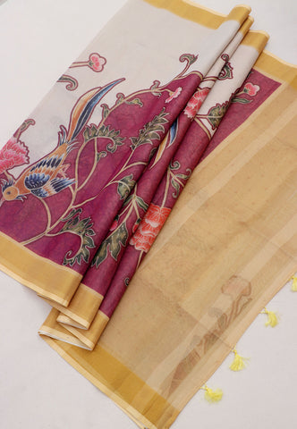 Magic Mudra Saree with Red Colour and Border With Yellow Shade-(SA-632)