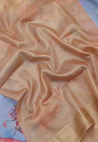 Magic Mudra Saree with Blue Colour and Border With Brown Shade-(SA-636)