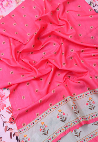 Magic Mudra Saree with Cream Colour and Border With Pink Shade-(SA-641)
