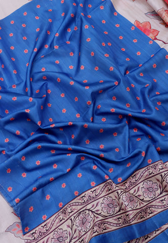 Magic Mudra Saree with Brown Colour and Border With Blue Shade-(SA-643)