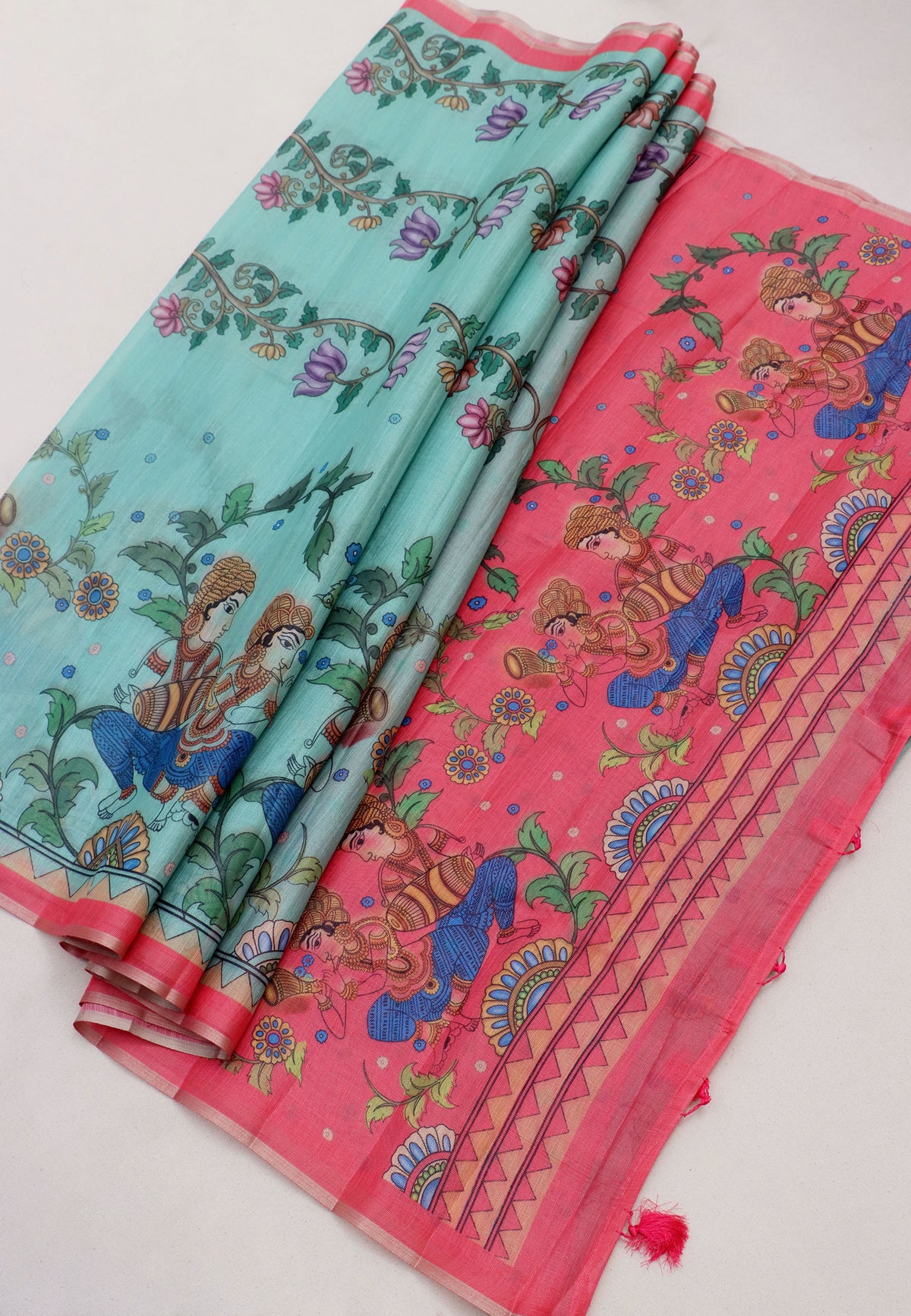 Magic Mudra Saree with Green Colour and Border With Red Shade-(SA-658)