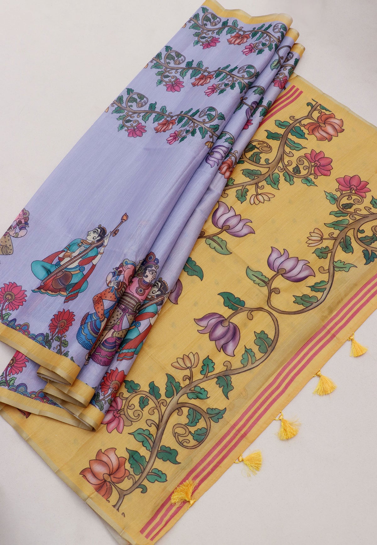 Magic Mudra Saree with Purple Colour and Border With Yellow Shade-(SA-661)