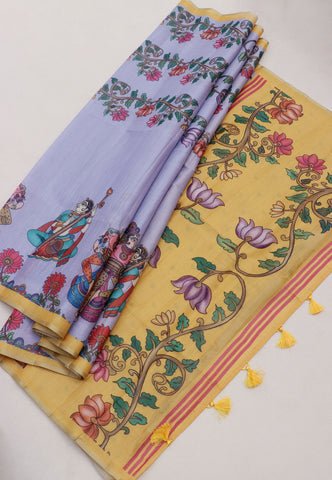 Magic Mudra Saree with Purple Colour and Border With Yellow Shade-(SA-661)