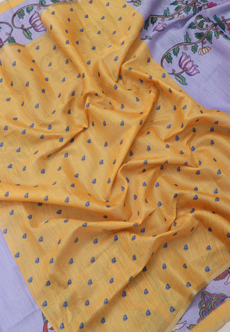 Magic Mudra Saree with Purple Colour and Border With Yellow Shade-(SA-661)