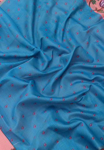 Magic Mudra Saree with Cream Colour and Border With Blue Shade-(SA-662)
