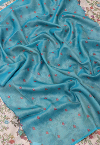 Magic Mudra Saree with Cream Colour and Border With Blue Shade-(SA-663)