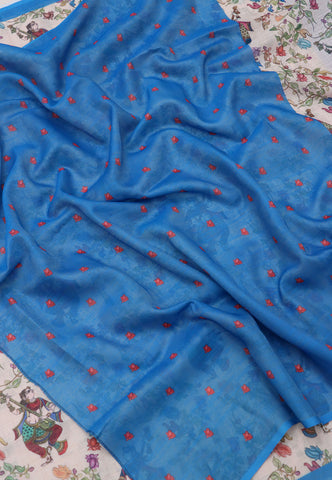 Magic Mudra Saree with Cream Colour and Border With Blue Shade-(SA-664)